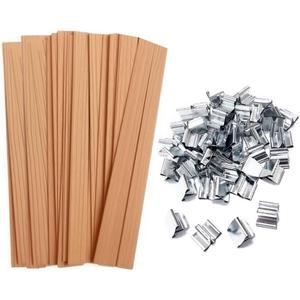 100Pcs Wood Wicks for Candles Making, 5.1x0.5x0.04inch Wood Candle Wicks Natural & Crackling Wooden Candle Wicks for DIY Craft