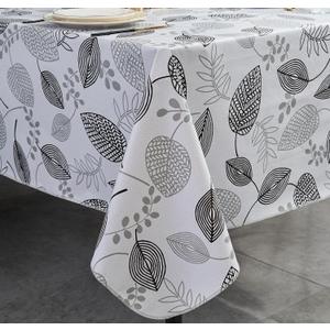 Vinyl Tablecloth with Flannel Backing - Waterproof, Oil-Proof, Easy to Clean -Plastic Table Cloth - Perfect for Dining Tables, Kitchen Tables, Parties (Leaves, 54×54 Inch Square)