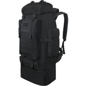 Hiking Backpack, 100L Large Camping Backpack, Expandable Waterproof MOLLE Rucksack, Outdoor Sport Travel Daypack Military Tactical Back pack for Men Women (Black)