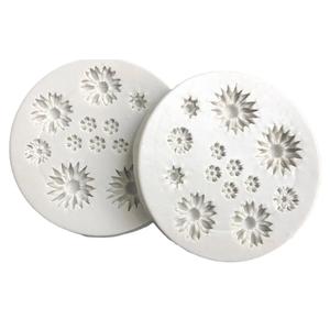 Fondant Mold 2Pcs Daisy Flower Shape Fondant Chocolate Cake Silicone Diy Cookie Decoration Pudding Mold Grey
