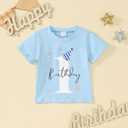 Baby Boy First Birthday Outfit 1st Birthday T-Shirt One Year Old Clothes First Birthday Gift (Blue), 12-18M