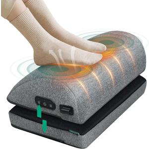 Snailax Heated Foot Rest Under Desk at Work, FSA Eligble Desk Foot Stool with Heat & Vibration Massage, Adjustable Height, 2 Heat Levels Foot Warmer Feet Heater for Office Chair, Gaming Home Use (Grey)