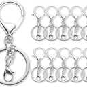 10 Pack a Set Metal Lobster Claw Clasps and Key Rings, Key Chain Accessories, Keychain Making kit for Keys, Art Crafts, Jewelry Making, Silver