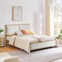 Dolonm Upholstered King Size Platform Bed Frame, with Headboard and Strong Wooden Slats Metal Bed Frames, No Box Spring Needed Sponge Soft Bag Platform Gray Bed (Grey)