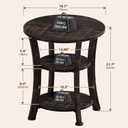 Yuede Round End Table 3 Tier Side Table, Small Space Nightstand | 19.7-inch Circle Coffee Accent Table, Small Side Tables for Living Room, Bedroom, Sofa, Couch, Vintage Rustic (Oak Dark) 19.7" x 19.7" x 21.7"