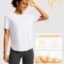 Soothfeel Women's Short Sleeve Workout Shirts Breathable Yoga T-Shirts with Side Slits Athletic Tee Tops