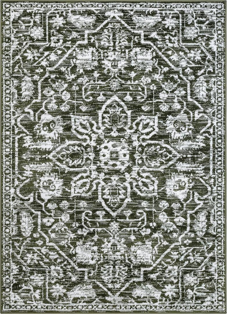 Well Woven Della Green Vintage Medallion Pattern Area Rug 4x6 (3'11" x 5'3")