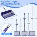 Chicken Poop Scooper & Rake 2-in-1,304 Stainless Steel Shovel Head, Chicken Litter Scoop with Handle for Chicken Coop & Pet Waste Cleaning, Litter Sifting Shovel (35 to 65") (Blue 10inch.)