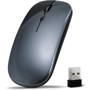 Wireless Bluetooth Mouse for iPad/MacBook Pro/Air/Laptop/pc Rechargeable Silent Mouse Portable Slim for Surface Pro/Lenovo/Samsung Tablet (Gray)