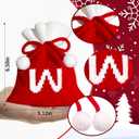 2 x Christmas Knit Drawstring Gift Bag Xmas Red and White Santa Sack with Alphabet Letter Design Reusable Wrapping Bag for Xmas Candy Goodie Party Favor 6.5 x 5.1 Inch Letter W