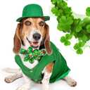 Lionheart glory St. Patrick's Day Dog Collar with Flower-Lucky Clover Shamrock Dog Bow Collar for Medium Dogs Green Spring Trefoil Dog Collar Flowers Adjustable Heavy-Duty Collar Pet Gift (Medium (Pack of 1)