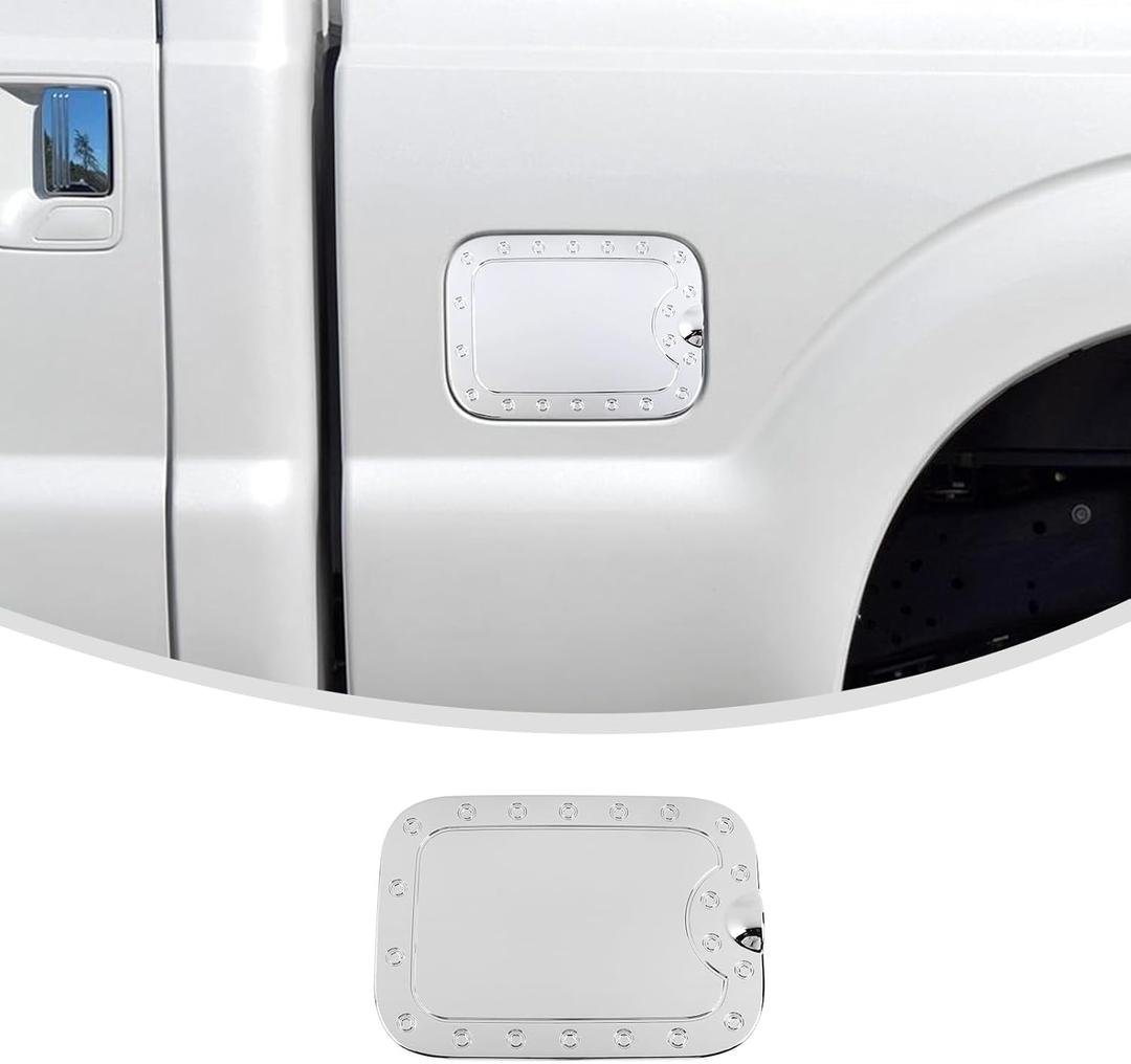 Linskip Gas Tank Cap Cover Compatible with Ford F250/F350/F450/F550 2011-2016, Fuel Filler Door Cover, Exterior Accessories Chrome