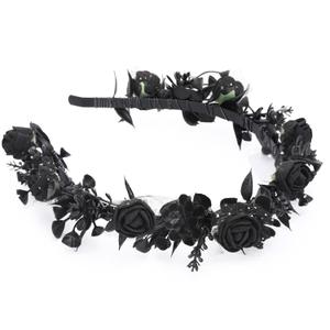 Black Floral Headpiece - Women's Elegant Lace Foam Rose Headband With Flowers for Hair Accessories, Wedding, Party, Birthday Gift, Photo Props