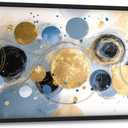 Large Abstract Wall Art for Living Room Gold Circle Blue Pictures Wall Decor Boho Canvas Print Paintings Home Framed Artwork Decoration Gifts for Bedroom Office 24"x36"