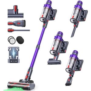 SMOTURE Cordless Vacuum Cleaner, 650W 55KPA 70Mins Vacuum Cleaners for Home, Cordless Stick Vacuum with LED Touch Screen, Anti-Tangle Wireless Vacuum, Handheld Vacuum for Pet Hair/Carpet/Floor (50KPA)