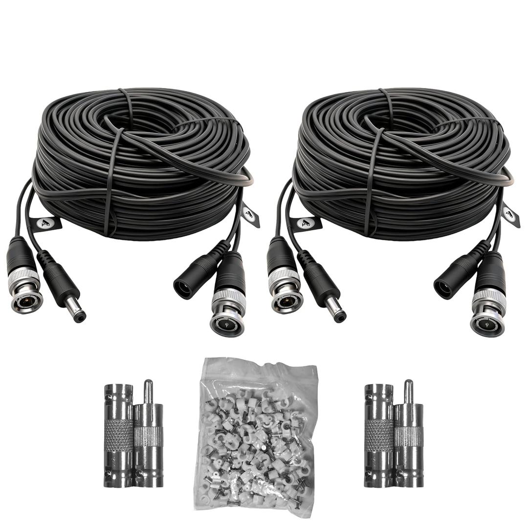4K BNC Video Cable: Safer, More Reliable Integrated Video-Power Extension. Supports 4K Ultra-HD for Security Cameras, CCTV Monitoring & DVR Installations. (2, 50ft)