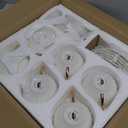 BTaT- White Tea Cups and Saucers Set of 12 (7 oz), Porcelain White Tea Cup Set of 12 with Golden Trim Design, Dishwasher Safe, Christmas Gifts