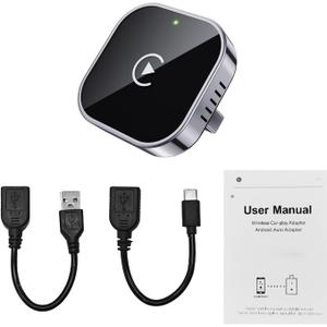 2025 Upgrade Wireless CarPlay Adapter - Convert Wired to Wireless, Mini USB Plug & Play Dongle for Built-in CarPlay Cars - Fast Stable Connection & Seamless Control (A)
