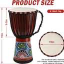 Wood Djembe Drum, 10'' x 19''Carved Mahogany African Drums with Goatskin Drumhead, West African Styled Professional Djembe Hand Drum Musical Instrument for Adults Beginners