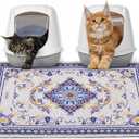 Glittme Cat Litter Mat with Non-Slip Bottom Litter Box Mat 33"X22" Litter Trapping Mat Easy to Clean Washable Cat Food Mat for Kitty, L