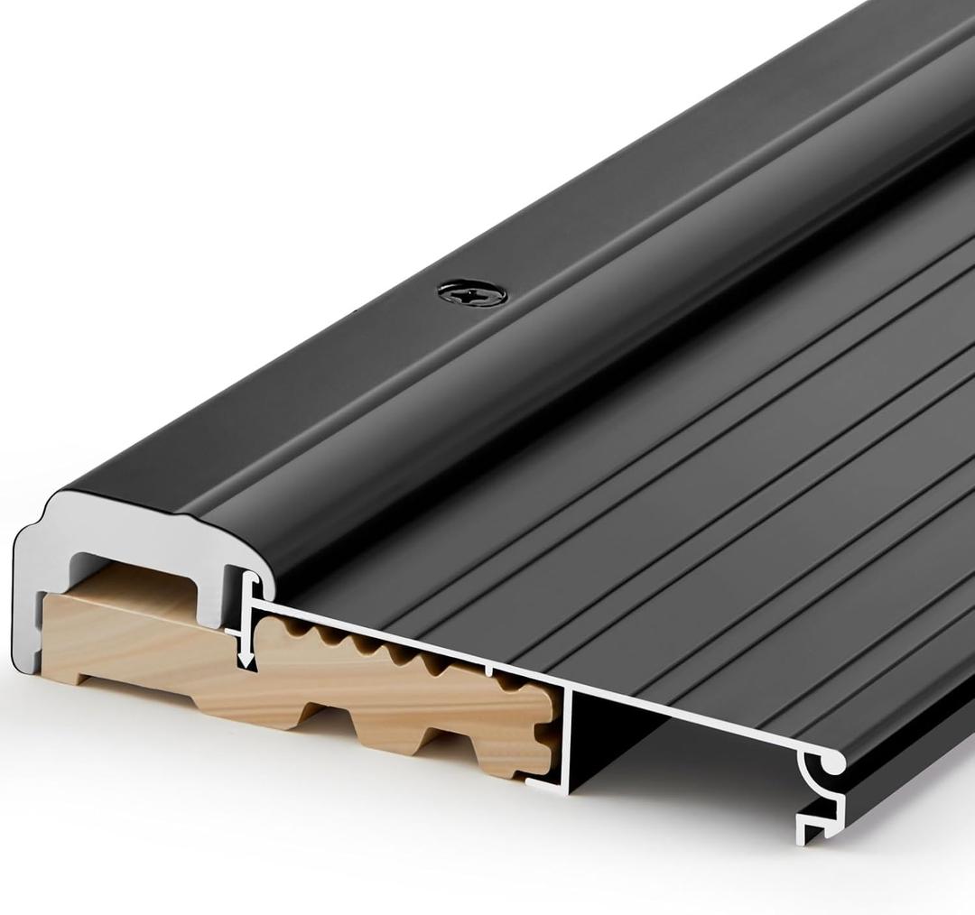 Blulu 36" Aluminum Exterior Door Threshold 5 5/8" Swing Threshold Black Heavy Duty Aluminum Door Sill Pan for Weatherproof & Easy Install for Residential/Commercial Use (1 Pcs)