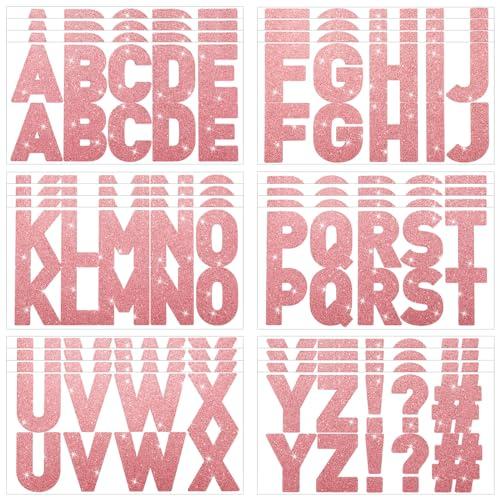232 Pcs 24 Sheets Large Glitter Letter Stickers Big Font Alphabet Letter Self Adhesive Letters Kit Mailbox Stickers for Mailbox Bulletin Boards Classroom Home(Pink,2.5 Inch)
