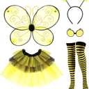 SATINIOR Bee Costume Kit for Women Tutu Skirt Bee Wings Headband Striped High Leg Warmers for Halloween Cosplay Party (50 cm/ 19.69 inches)