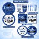 144pcs Blue Graduation Party Supplies for 24, Blue Graduation Decorations 2026 with 9 Inch Graduation Plates, 7 Inch Dessert Plates, Napkins, Paper Cups, Forks and Knives