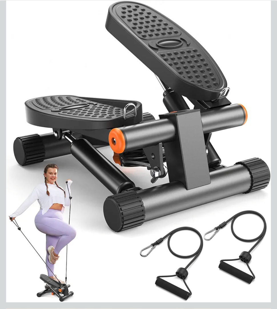 Steppers for Exercise, Stair Stepper with Resistance Bands, Mini Stepper with 300LBS Loading Capacity, Hydraulic Fitness Stepper with LCD Monitor