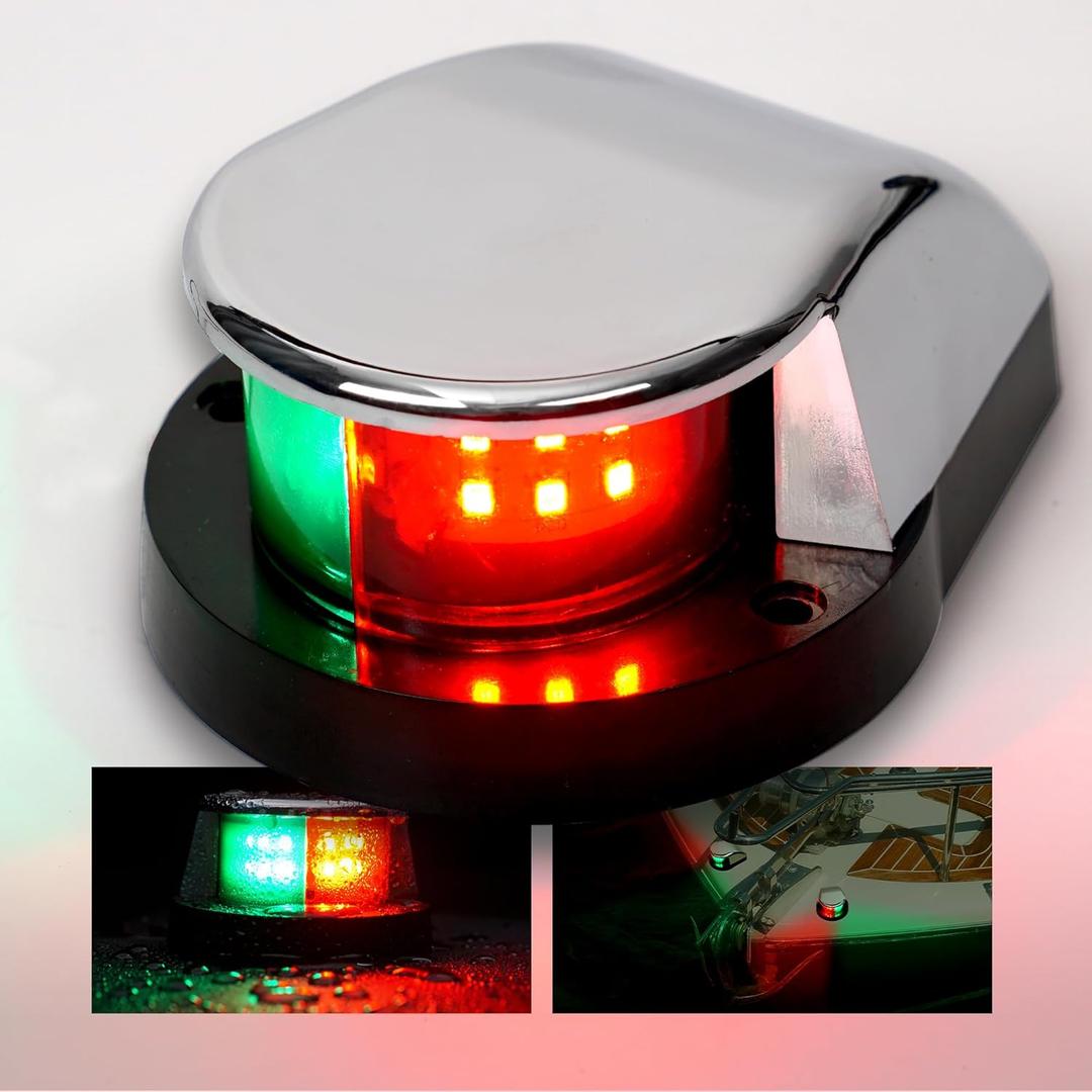 Boat Navigation Lights Bi-Color Bow Light Pontoon, Skeeter, Power Boat and Skiff LED Marine Navigation lamp Silver