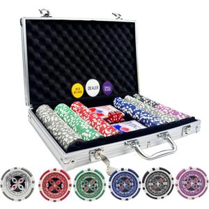 AIBETOMG Poker Chips with Numbers, Poker Chips Set with Aluminum Travel Case,11 Gram Casino Poker Set for Texas Holdem, Blackjack (6 Colors - 300 Chips With Numbered)