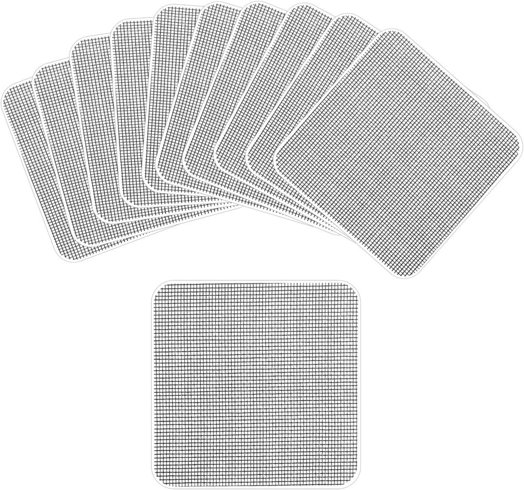 10pcs Window Screen Repair Patches, 4x4 Inch Strong Self Adhesive Screen Window Mesh Repair Kit Window Mesh Repair Tape for Repairing Screen Porch Doors Tents Nets