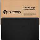 THMINS Black Stone Bath Mat, 32''x20'' Extra Large Stone Bath Mat, Super Absorbent Quick Drying for Bathroom, Easy to Clean