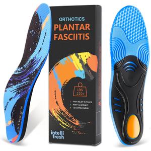 Plantar Fasciitis Pain Relief Insoles for Men and Women, Full-Length Sports Inserts with Good Arch Support, Ideal for Running, Walking, All-Day Standing, No Trimming (MEN10-10.5 | WOMEN12-12.5--(285mm), Black+blue)