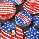 JOYIN 200 Pcs July 4th Plates & Napkins Patriotic Party Supplies, American Flag Patriotic Paper Plates Napkins, 4th of July Memorial Independence Day Party Tableware Decoration Supply, Serve 50