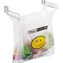 YQh Stainless Steel Cabinet Door Trash Bag Holder for Kitchen Cabinet Door and Drawer, Cabinet Door Hook Adjustable Spacing, Suitable for Plastic Bags with Handles Food Bags