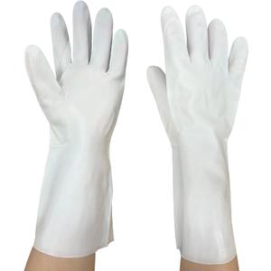 Chemical Resistant Nitrile Gloves Heavy Duty Cleaning Gloves for Household Acid, Alkali, Solvent, Oil Resist, 13" (White, XL)