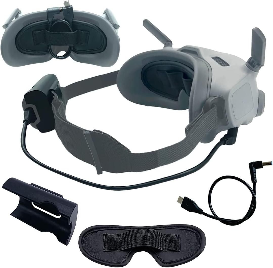 JCHPINE Goggles 2 Battery Bracket Holder and Power Cable for DJI Avata Battery Recharging Wire/Clip, Protective Cover Mat for DJI Avata Combo Goggles 2 Lens Protector Accessories