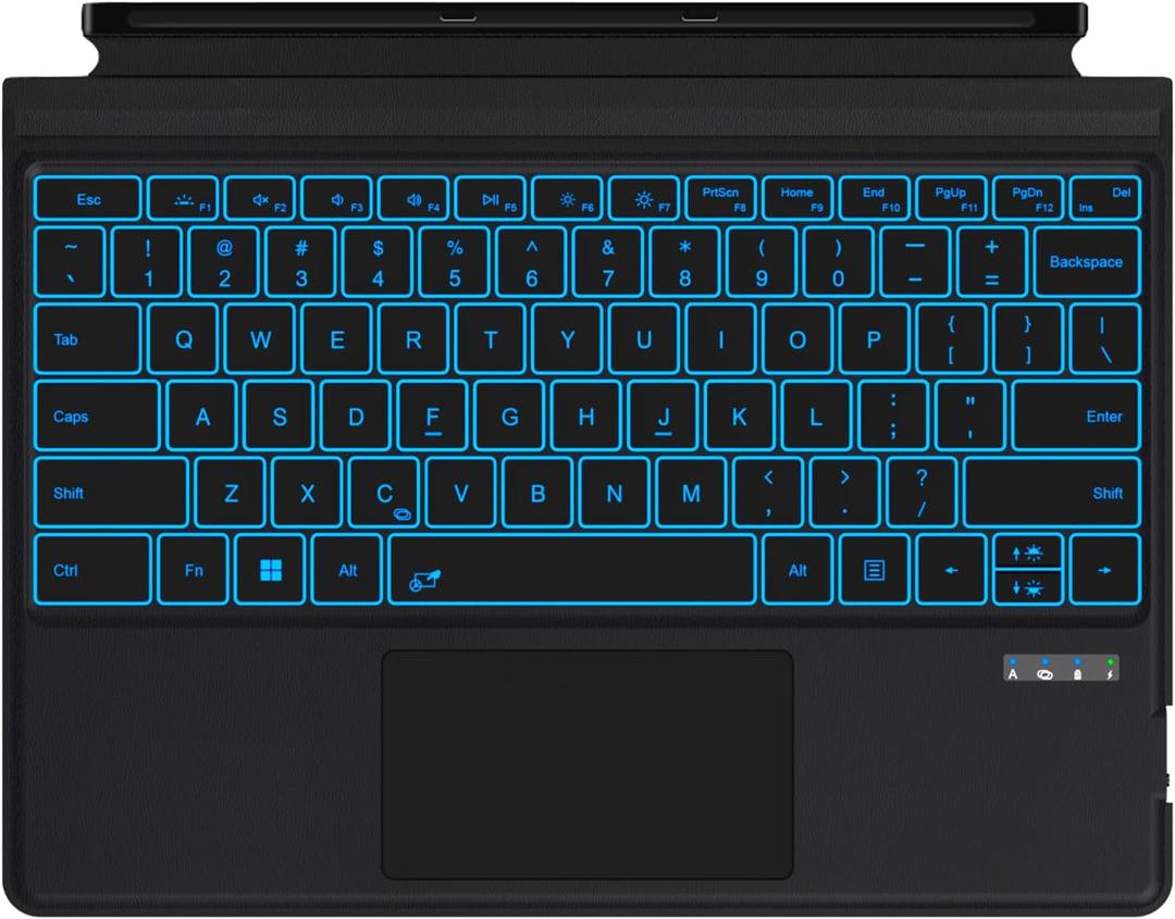 Bucewkde Surface Pro 3/4/5/6/7/7+ Keyboard, Ultra-Slim Wireless Bluetooth Surface Keyboard with Palm-Rejection Trackpad, 7-Color Backlit, Sleep/Wake Function, Long Battery Life
