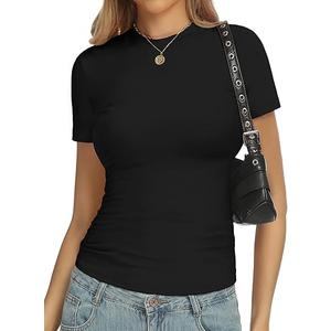  YOGINGO Basic Womens Crew Neck Short Sleeve T Shirt Slim Fit Tees Summer Y2k Going Out Fitted Top 2026 Cute Tight Shirts, Size M