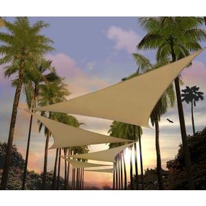 Amgo 8' x 8' x 8' Sand Beige Triangle Sun Shade Sail Outdoor Canopy Awning AGTAPT8, 95% UV Blockage, Water & Air Permeable, 200GSM Commercial Standard Heavy Duty (We Make Custom Size)