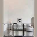 ALLAIBB Extra Wide Pressure Mounted Baby Gate Walk Through Child Kids Safety Toddler Tension Black Long Large Pet Dog Gates with Extension for doorways Kitchen (62.20-71.26"/158-181cm, Black)