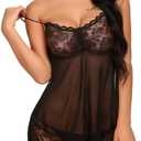 Avidlove Lace Babydoll Lingerie Sexy Mini Chemise Mesh Wedding Nightie Bridal Nightdress S