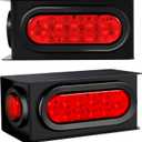 2PCS Steel Trailer Light Box Kit with 6" Oval Red 10-LED Tail Lights, Reverse Lights & 2" Round Red 4-LED Side Marker Lights, Includes Grommets & Wire Connectors