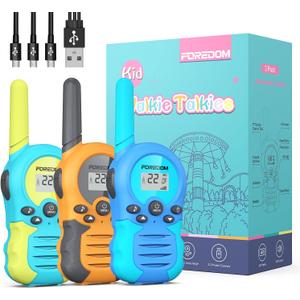FOREDOM Rechargeable Walkie Talkies for Kids Walkie Talkies Long Range for Boy & Girl Age 3 to 12 Year Old Birthday Toys - 3 Pack