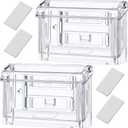 Vicenpal Outdoor Business Card Holder Clear Wall Mount Acrylic Business Card Box Included Peel and Stick for Office Store Trucks Wall Outdoor 4.25 x 1.46 x 2.87 inch(2 Pieces)