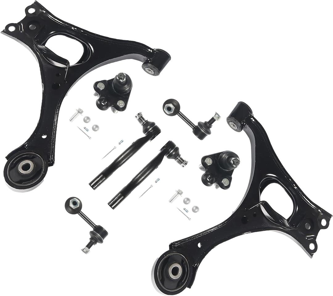 8PCS Suspension Kit Fit For Honda Civic 2006-2011 Front Lower Control Arms w/Ball Joint Sway Bar End Link Tie Rod 2007 2008 2009 2010 Repalcement For K620382 K620383