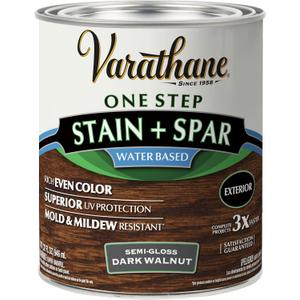 Varathane Semi-Gloss Water-Based Exterior Spar Urethane, Quart, Dark Walnut (Quart)