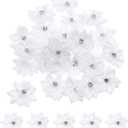 PATIKIL 1.2 Inch Small Ribbon Flowers, 150 Pcs Satin Ribbon Flowers Mini Fabric Flowers for Crafts DIY Wedding Ornament Appliques, White, 3cm