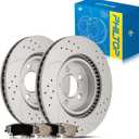 PHILTOP Front Brake Pads and Rotors Kit, OE Drilled & Slotted Rotors and Ceramic Brake Pads for Dodge 2006-2018 2020-2021 Charger, Chrysler 2005-2021 300, Dodge 2009-2018 2020-2021 Challenger (53022+D1056)